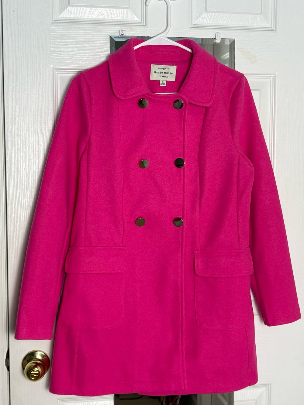 Haute Monde Women's Double-Breasted Pink Coat Size S